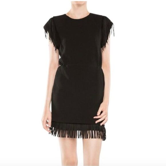 Maje Black w Fringe Trim Dress - Picture 1 of 6